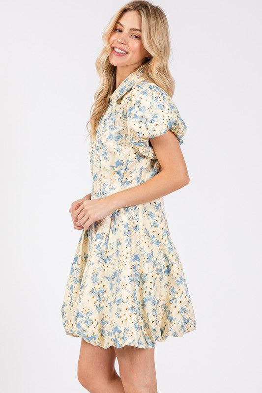 Sunshine Garden Floral Eyelet Mini Dress