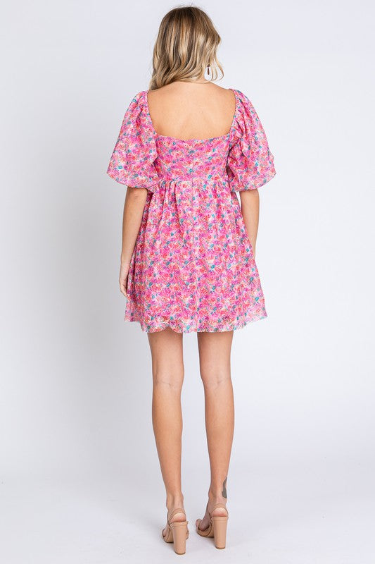 Sequin Swifty Floral Blush Babydoll Dress -SALE-