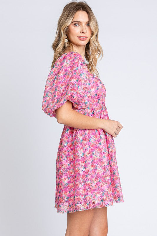 Sequin Swifty Floral Blush Babydoll Dress -SALE-