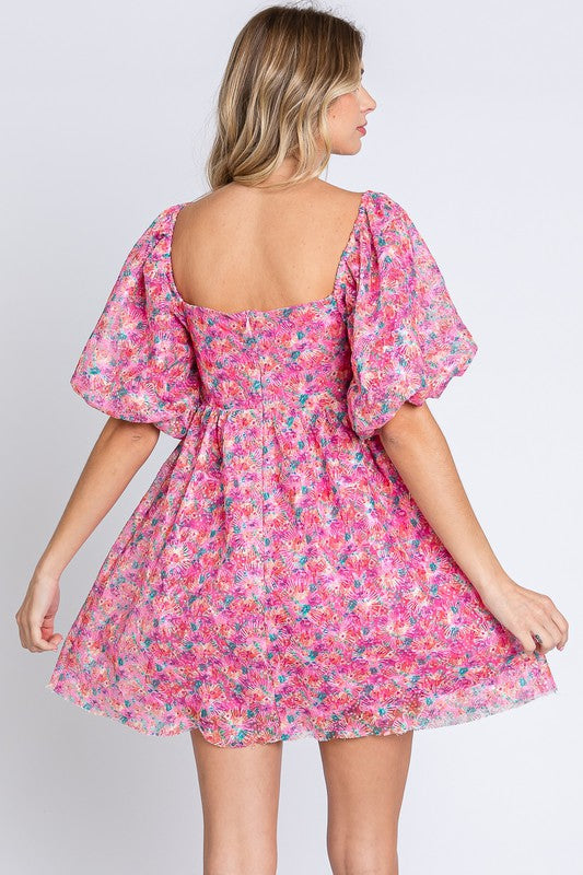 Sequin Swifty Floral Blush Babydoll Dress -SALE-