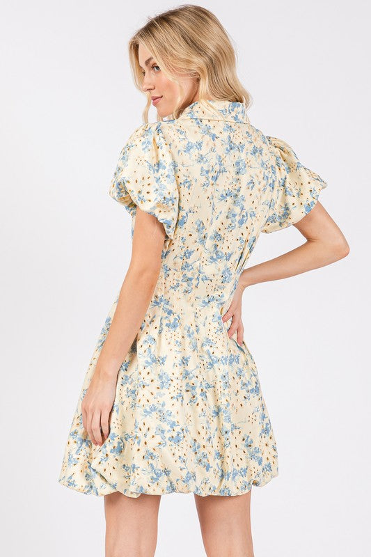 Sunshine Garden Floral Eyelet Mini Dress