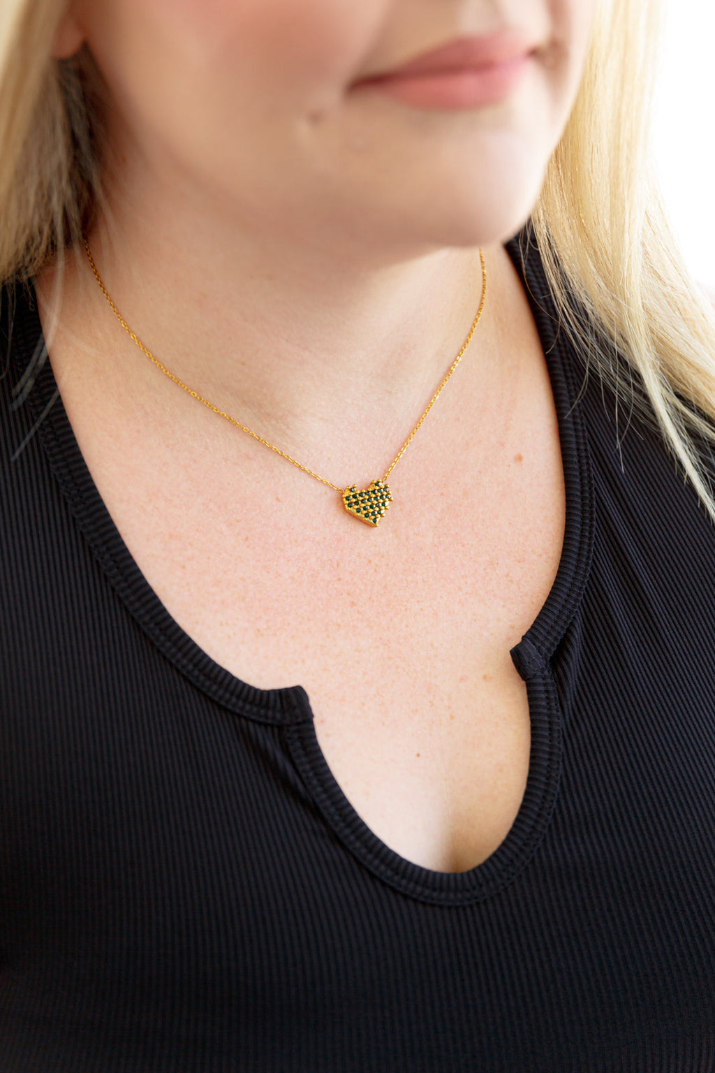 Checkered Heart Hypoallergenic Necklace