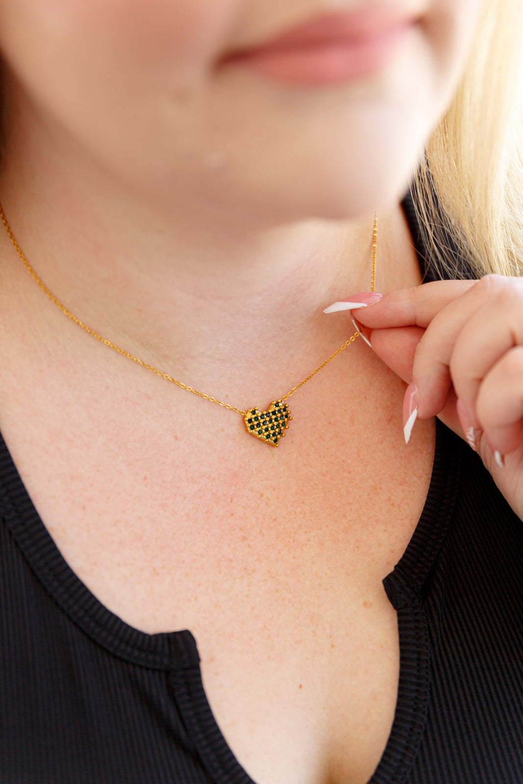 Checkered Heart Hypoallergenic Necklace