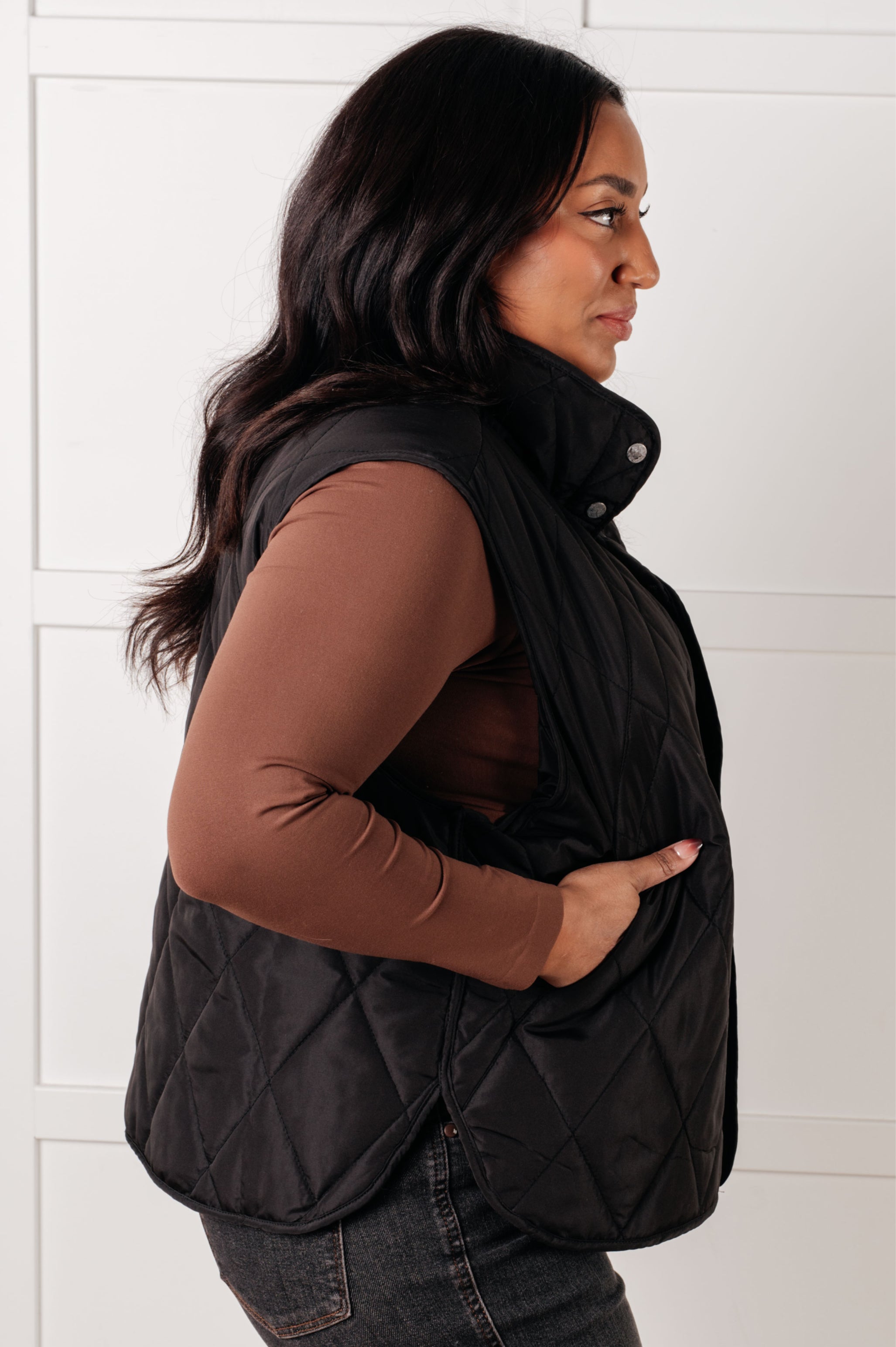 Quilted Puffer Vest in Noir