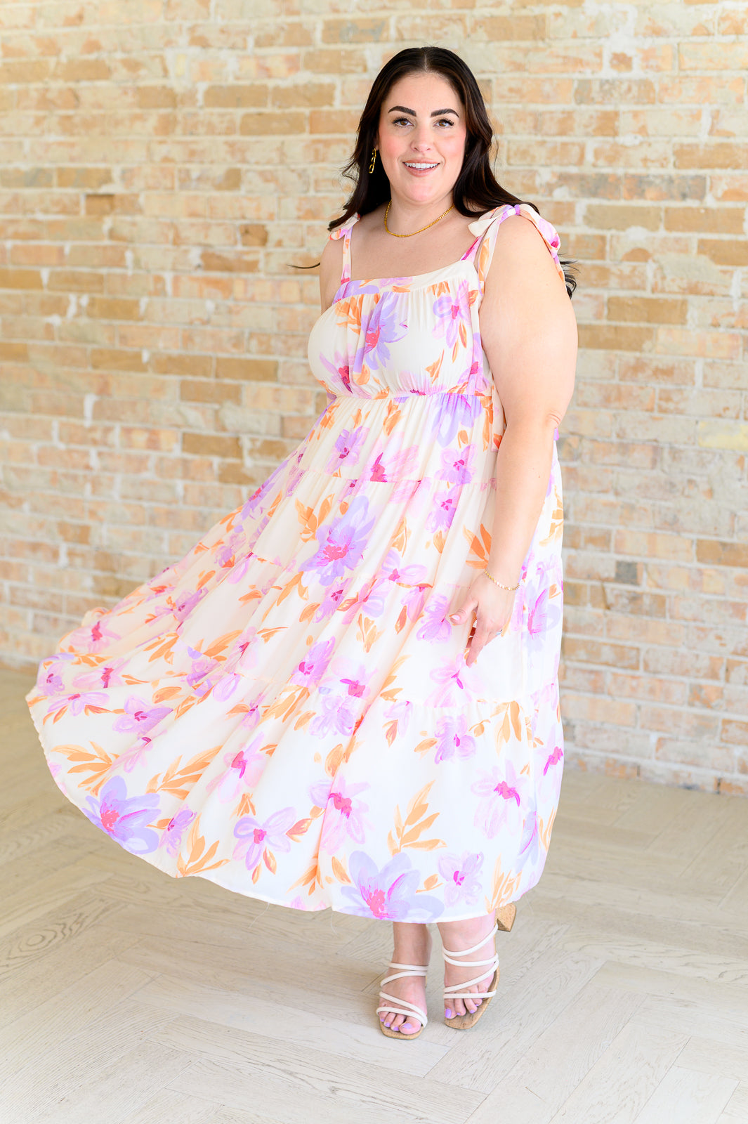 Tea Party Pastel Petals Floral Midi Dress