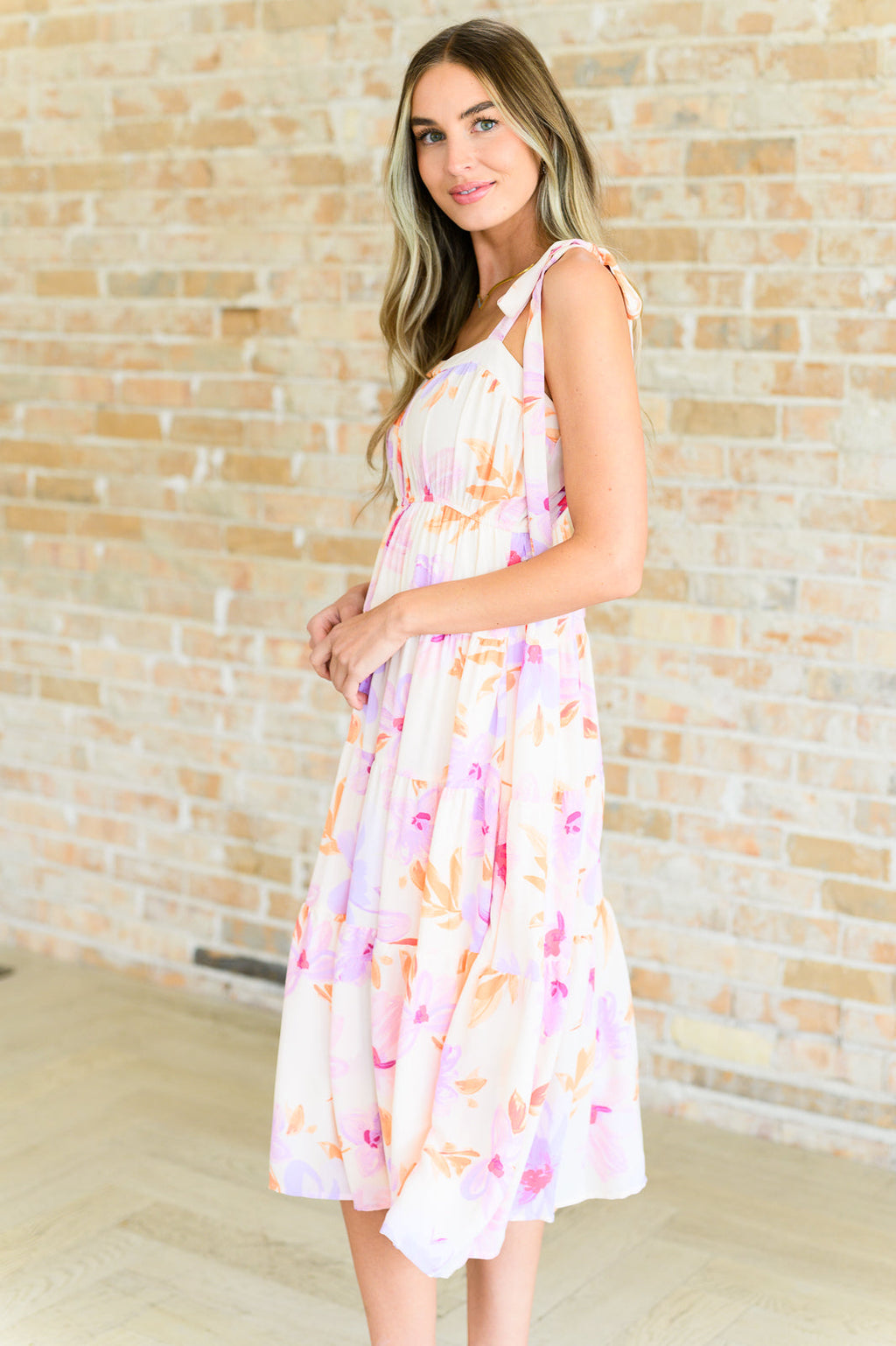Tea Party Pastel Petals Floral Midi Dress