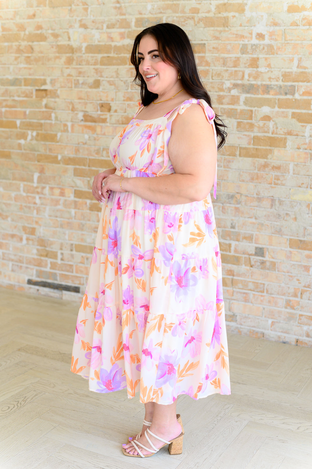 Tea Party Pastel Petals Floral Midi Dress
