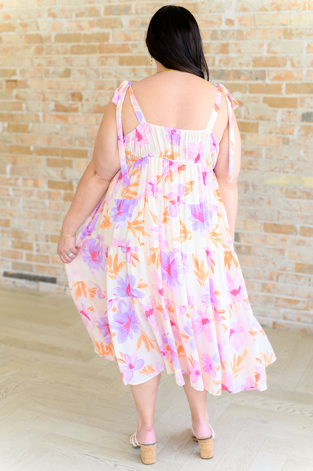 Tea Party Pastel Petals Floral Midi Dress