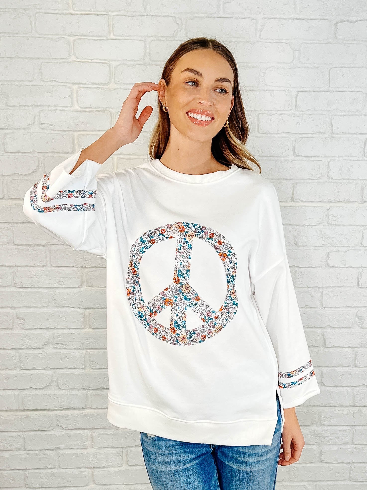 Peace. Love. and Flowers Peace Sign Top