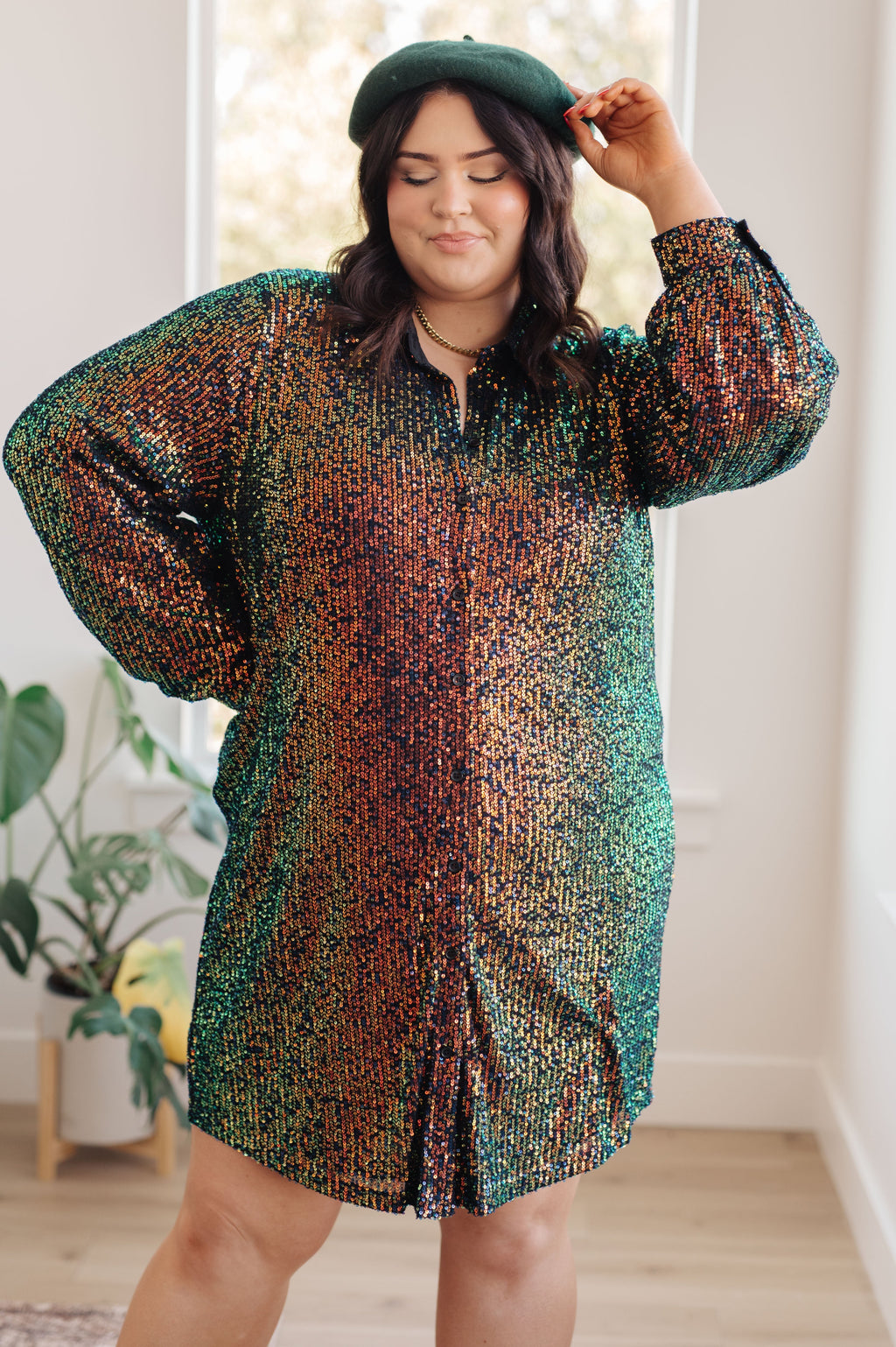 Sequin Shirt Dress in Shimmering Swifty Splendor -FINAL SALE-
