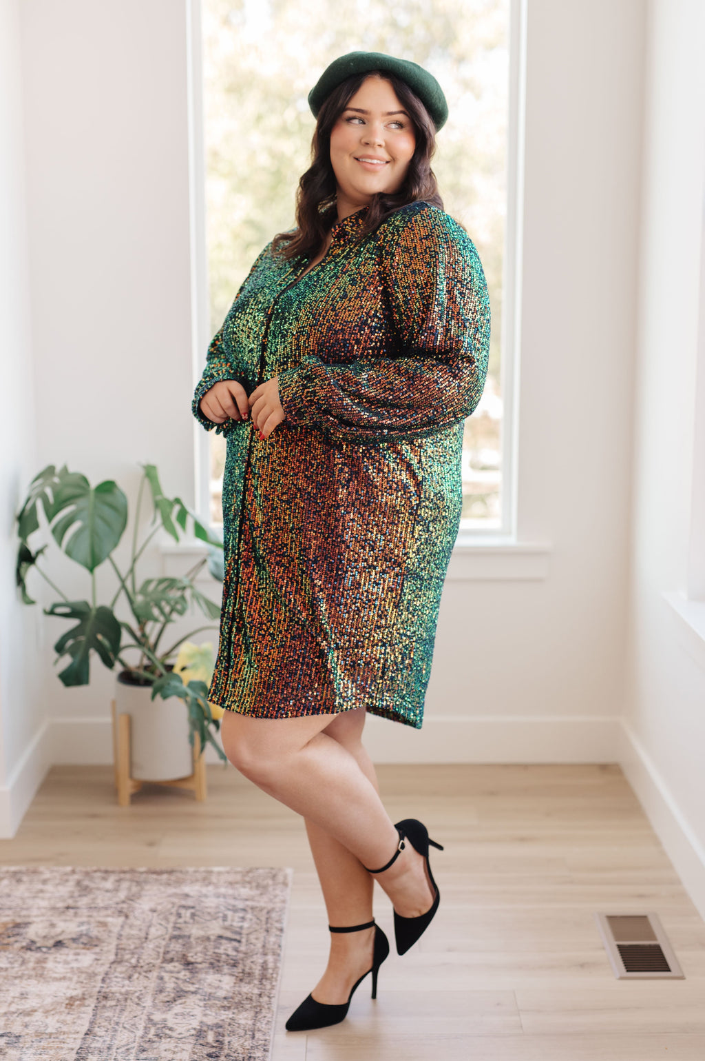 Sequin Shirt Dress in Shimmering Swifty Splendor