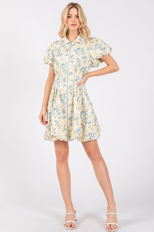 Sunshine Garden Floral Eyelet Mini Dress