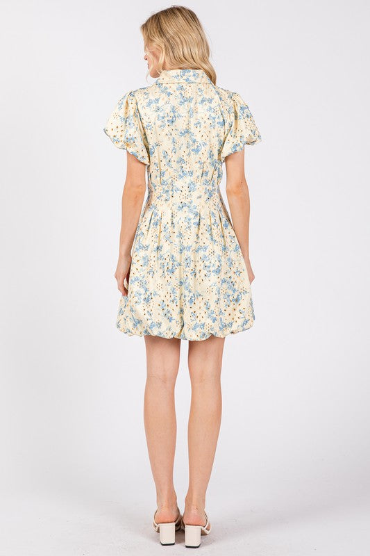 Sunshine Garden Floral Eyelet Mini Dress