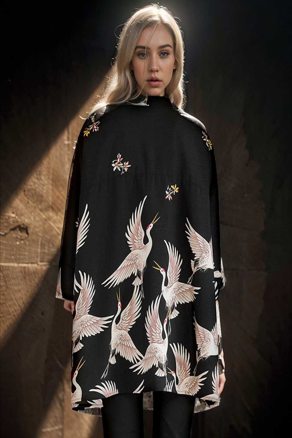 size curve blouses crane print loose oversized blouse