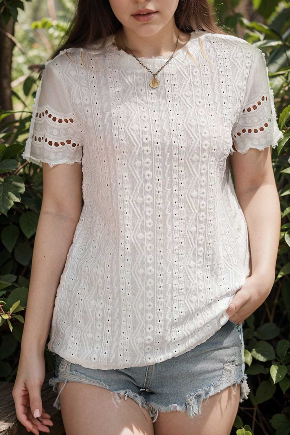 solid chiffon round neck short sleeve top