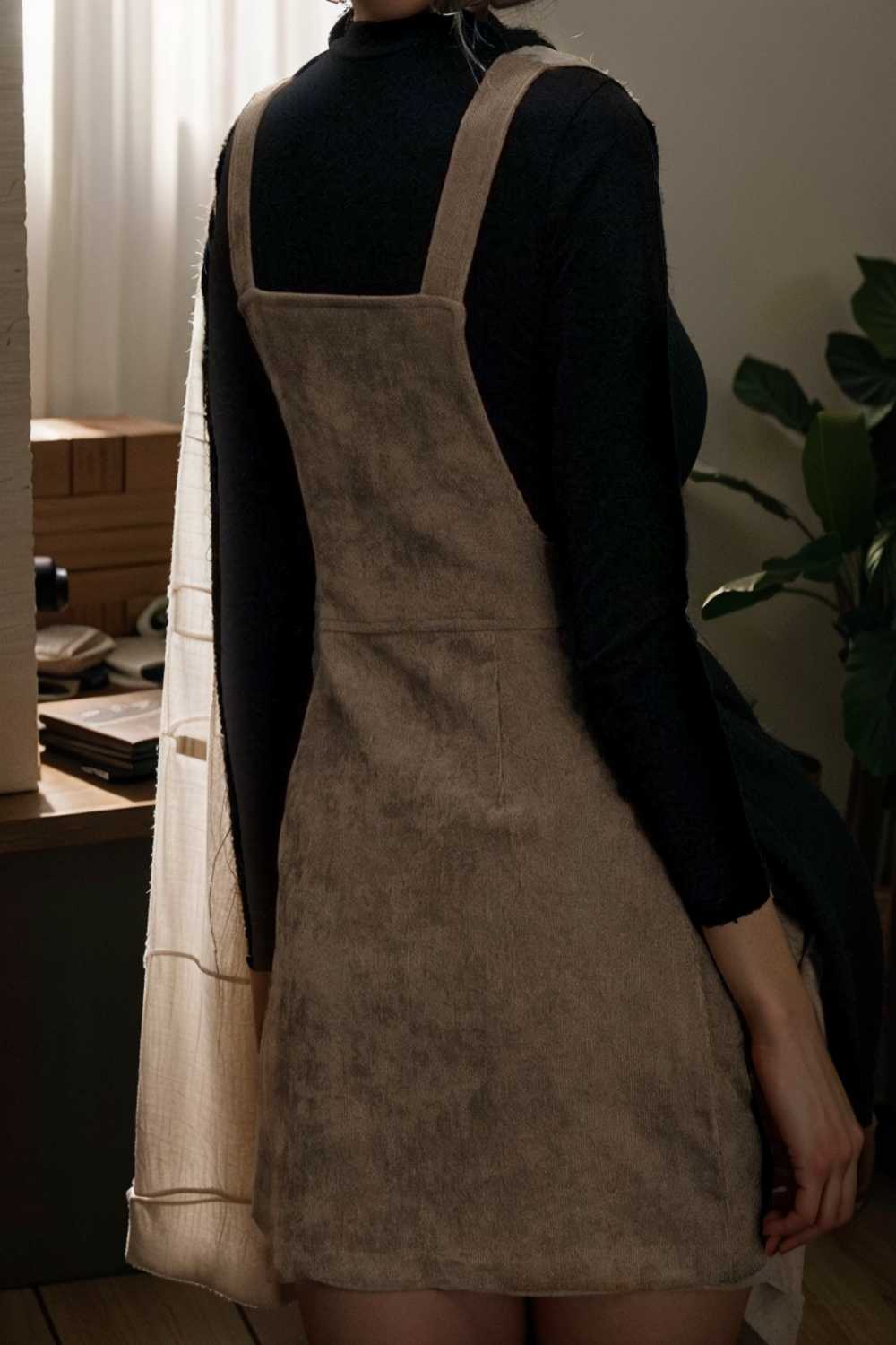 solid home service loose short dress with pocket bare a line square tube