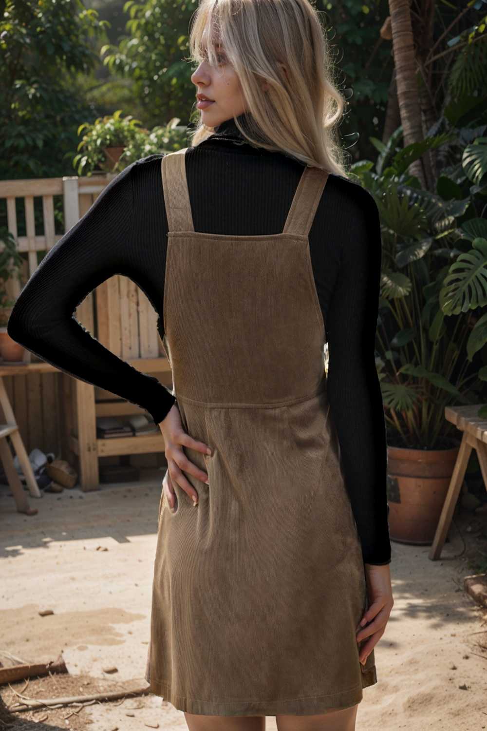 solid home service loose short dress with pocket bare a line square tube