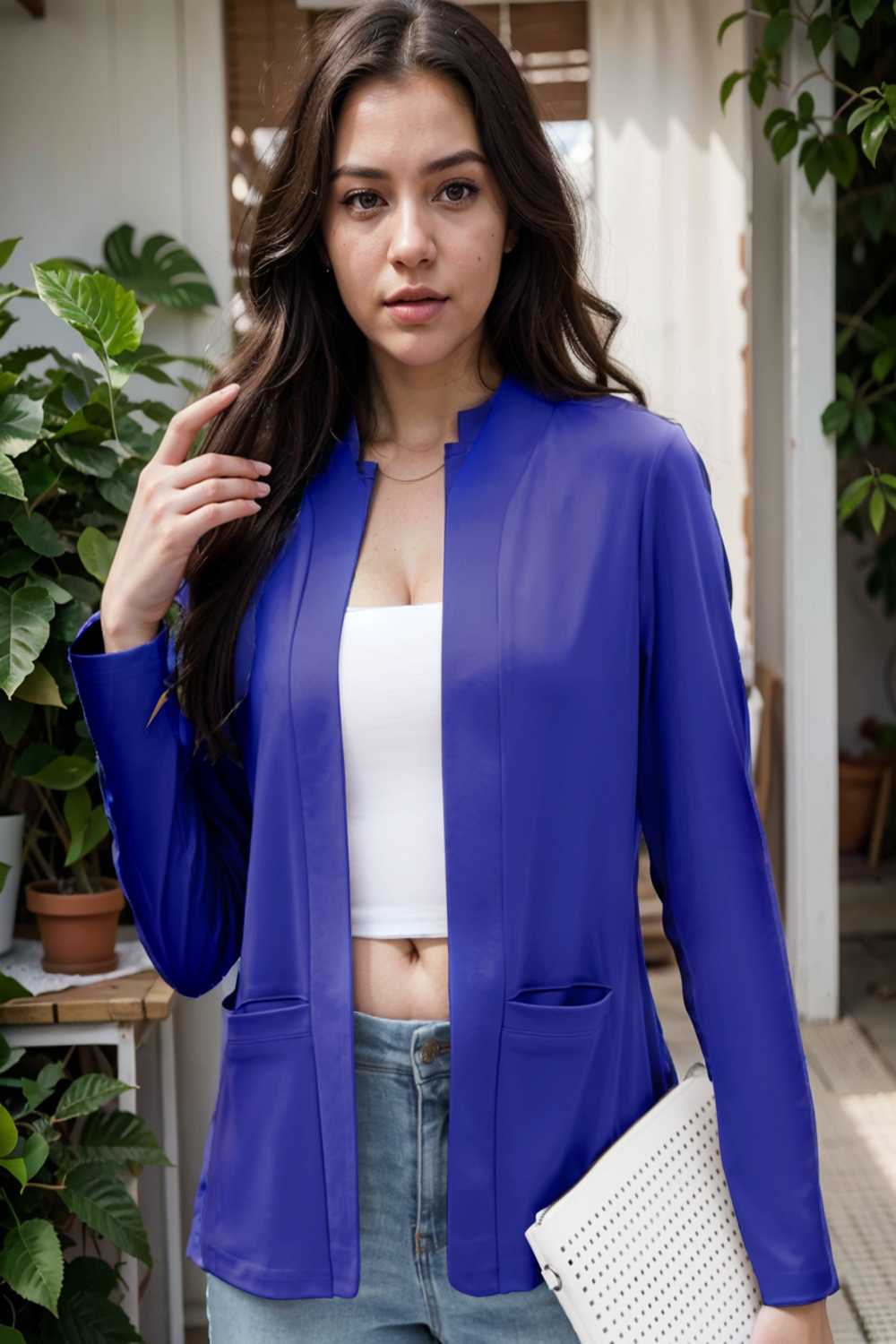 solid long sleeves pockets open front versatile blazer