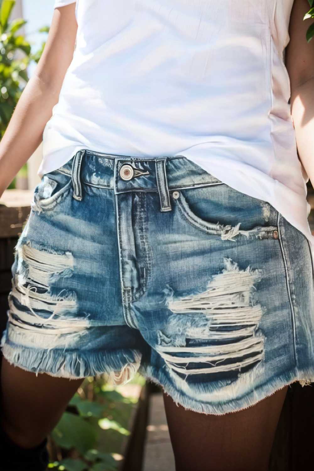 stylish high waist distressed denim shorts