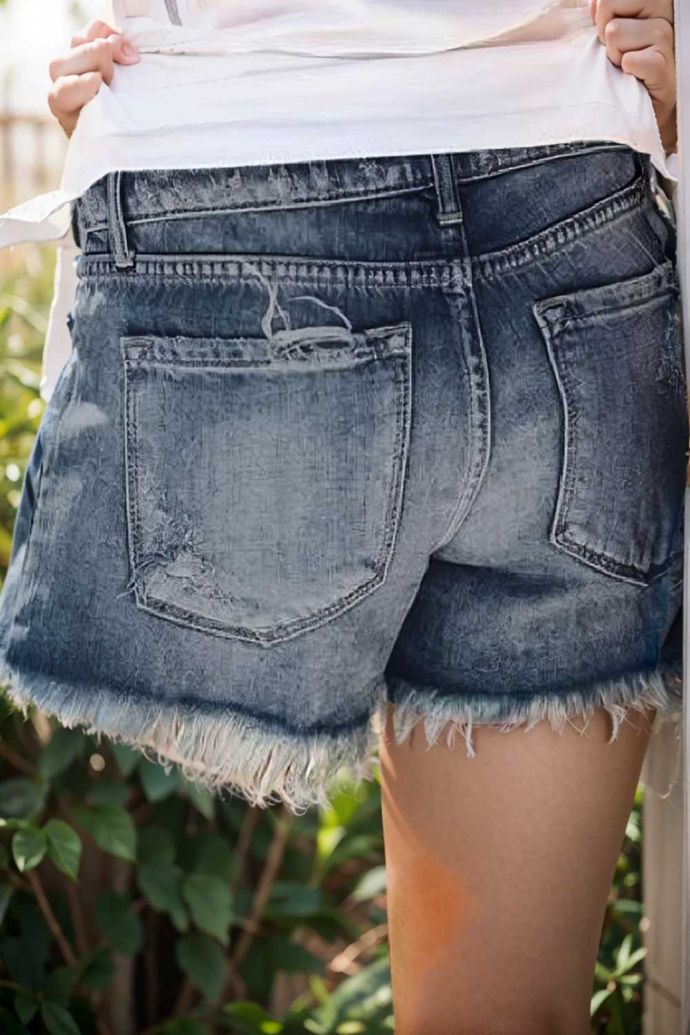 stylish high waist distressed denim shorts