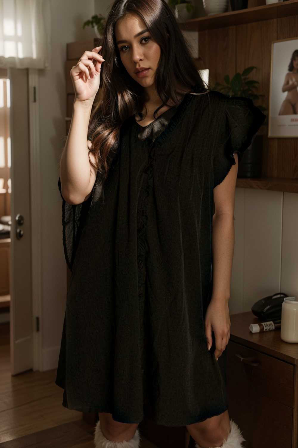 sweet black ruffle sleeve v neck mini shift dress