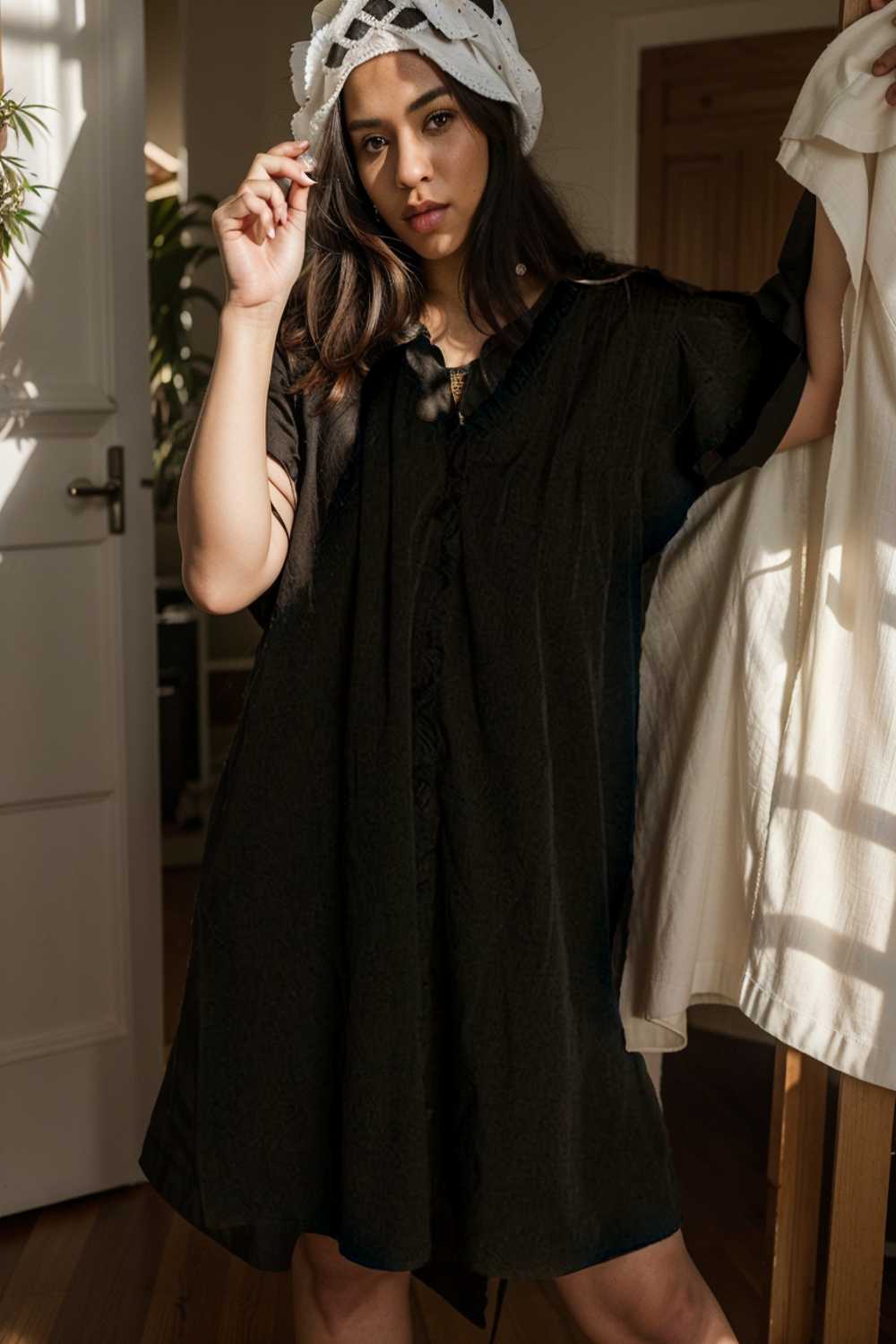 sweet black ruffle sleeve v neck mini shift dress