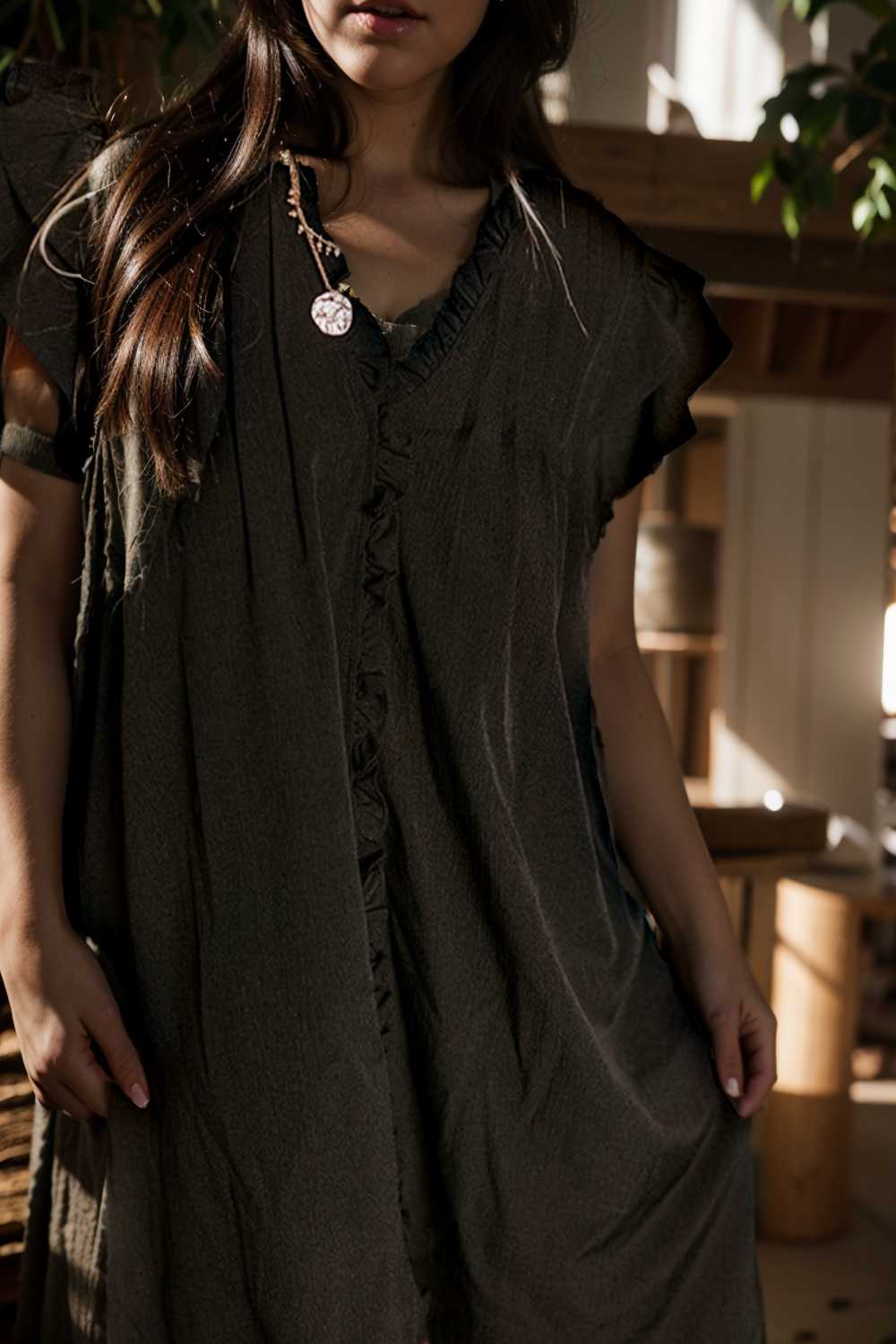 sweet black ruffle sleeve v neck mini shift dress