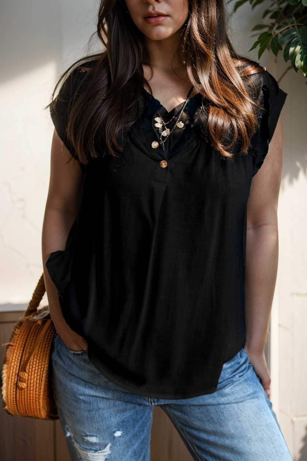 temperament commuter ruffle stitching v neck pullover sleeveless vest