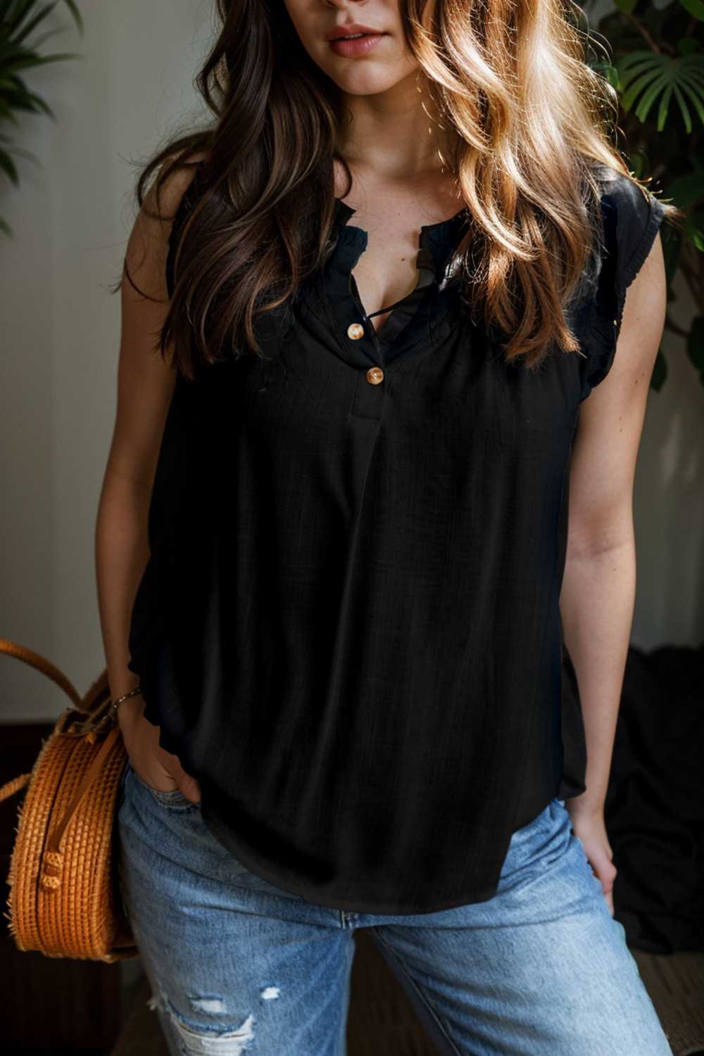 temperament commuter ruffle stitching v neck pullover sleeveless vest