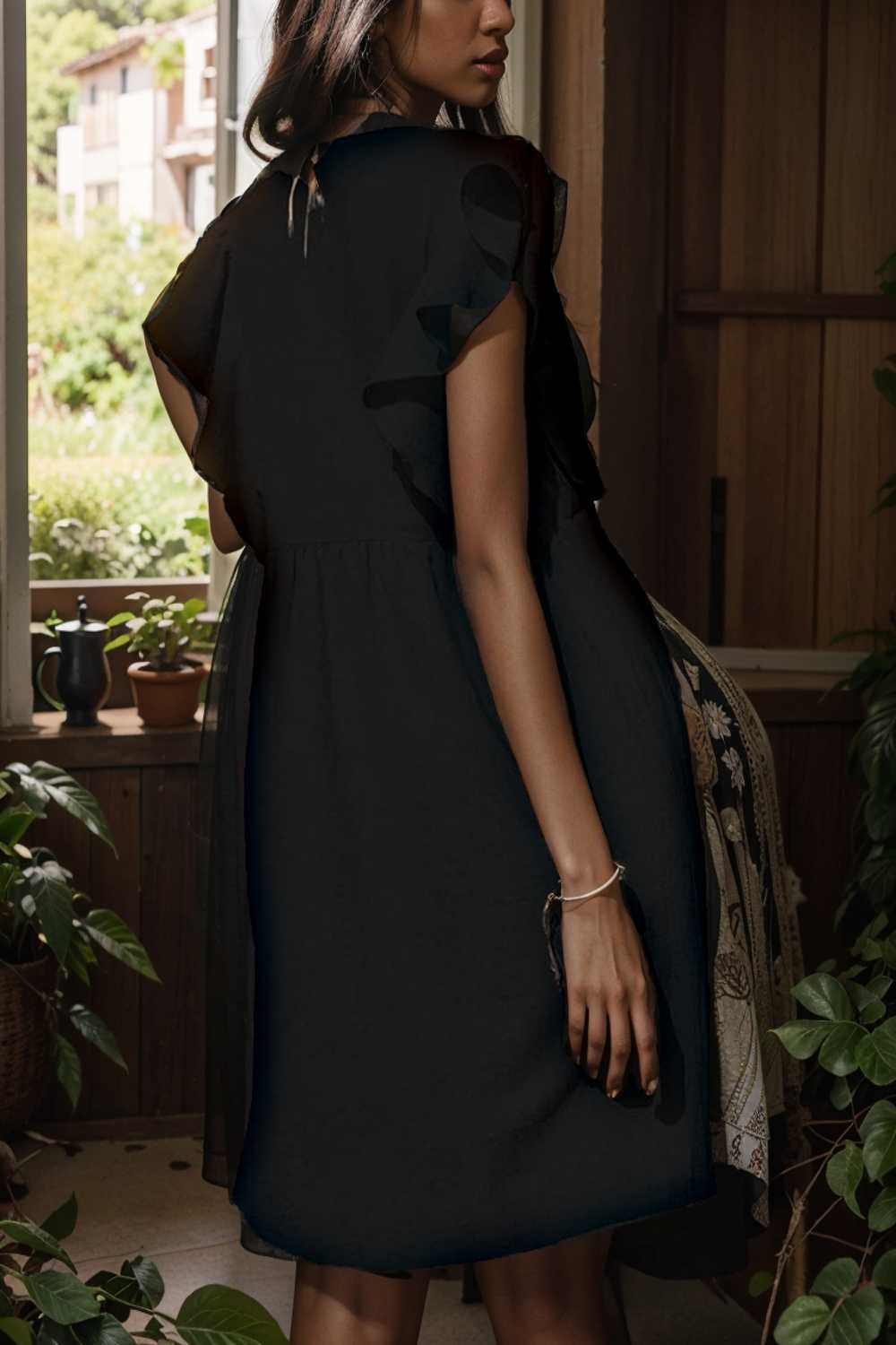 v neck button up all match fashion mini dress