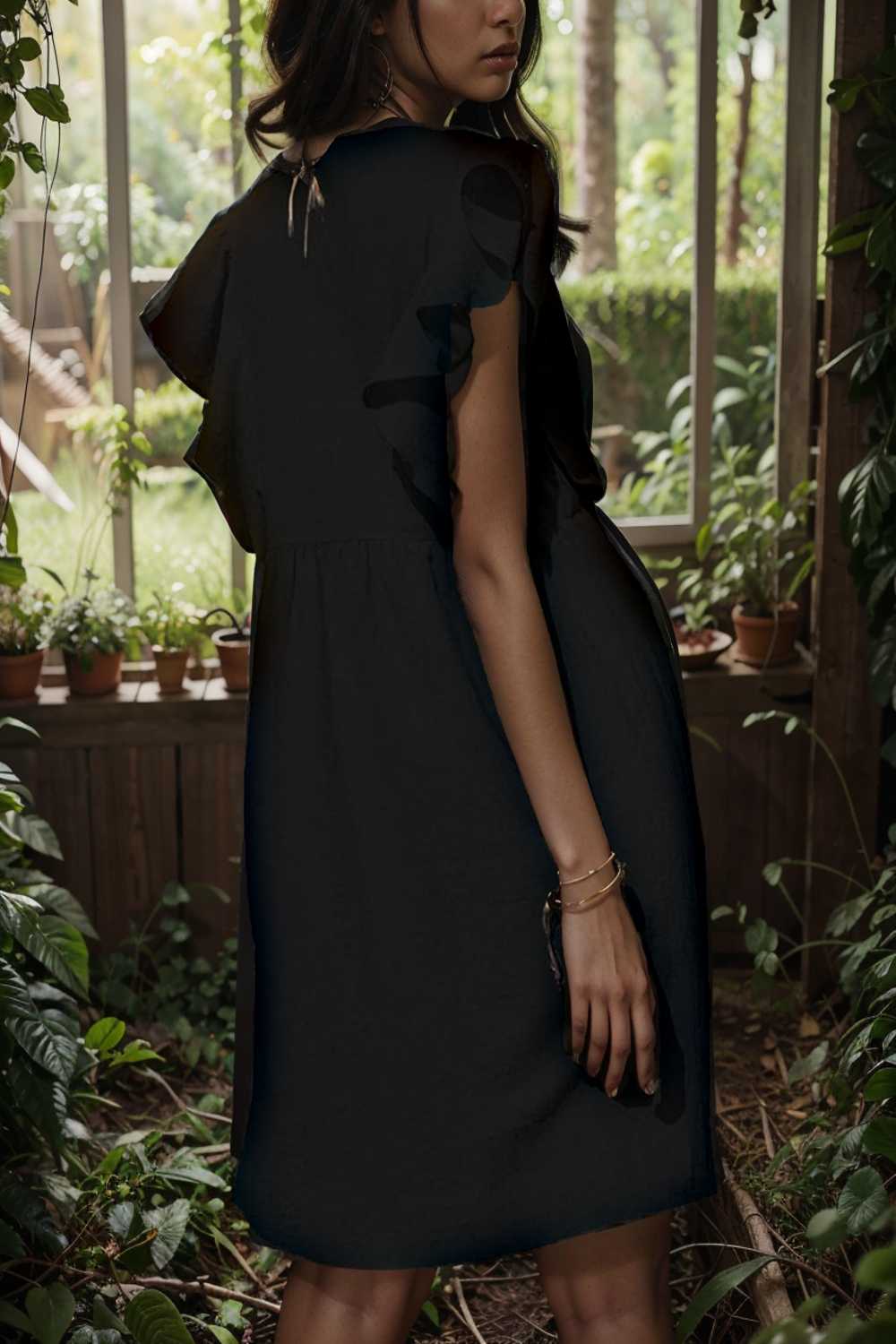 v neck button up all match fashion mini dress