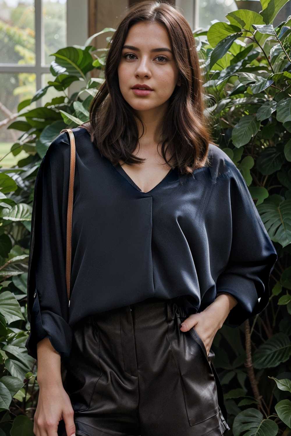 v neck long sleeved chiffon solid blouse drop shoulder closed shirt