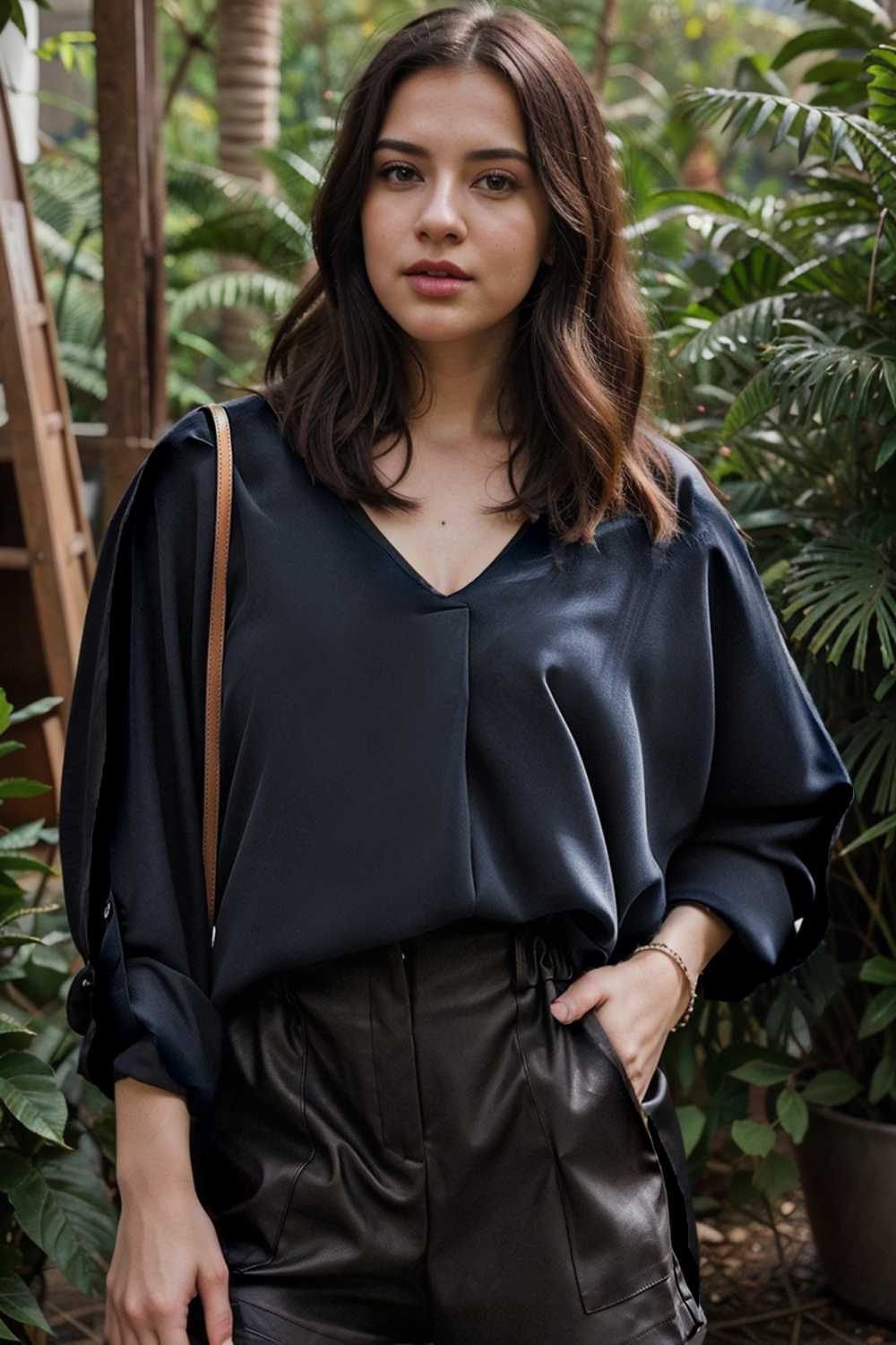 v neck long sleeved chiffon solid blouse drop shoulder closed shirt