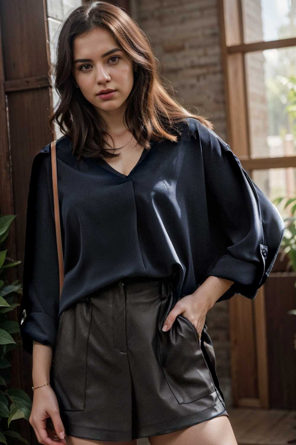 v neck long sleeved chiffon solid blouse drop shoulder closed shirt