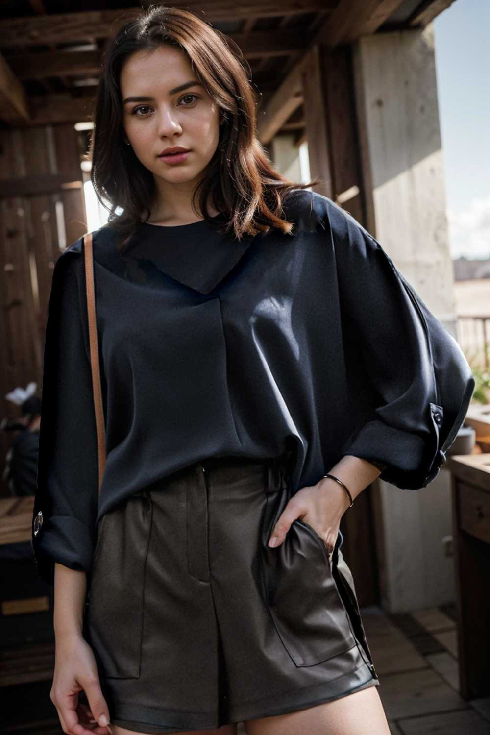 v neck long sleeved chiffon solid blouse drop shoulder closed shirt