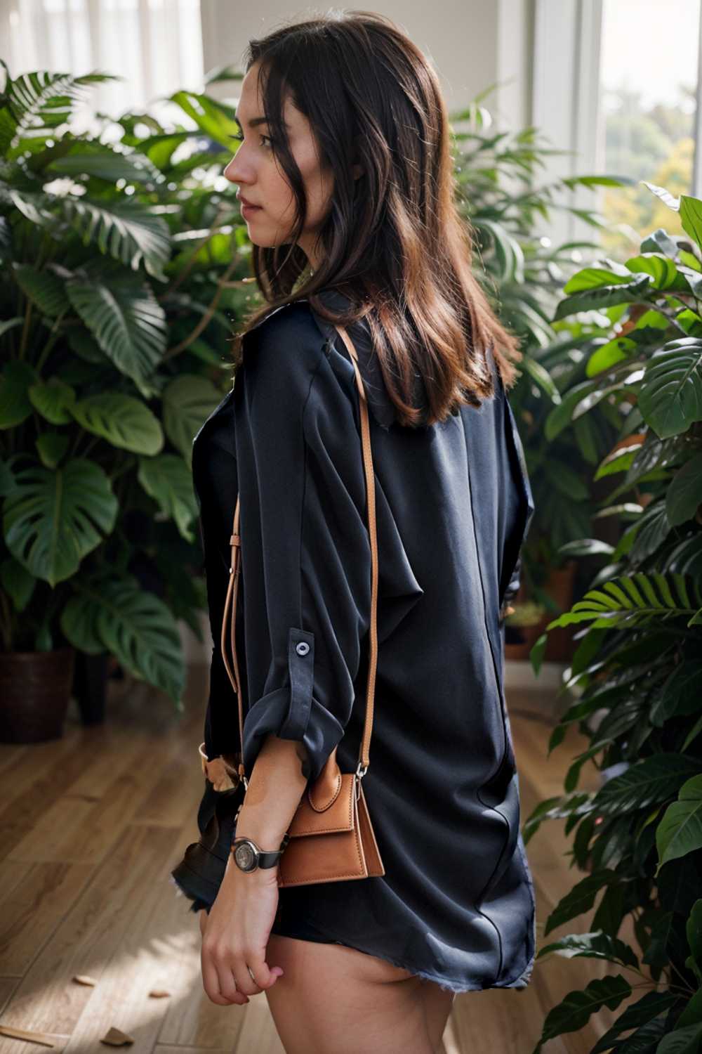 v neck long sleeved chiffon solid blouse drop shoulder closed shirt