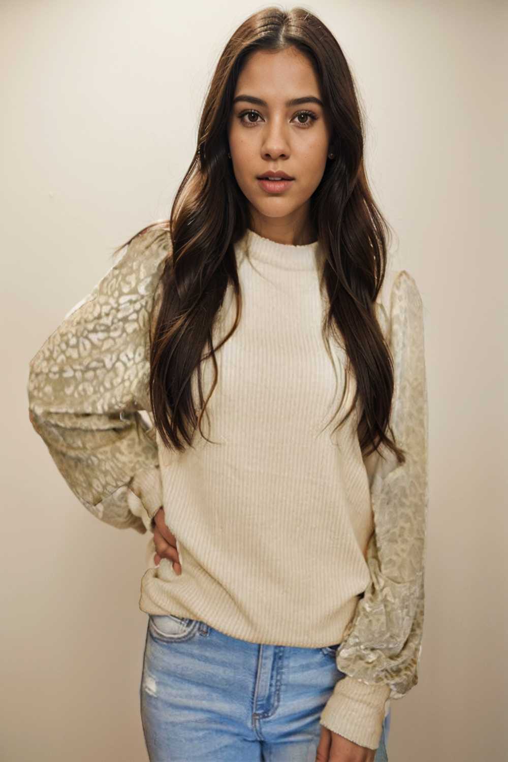 women s loose fit leopard print knit pullover with round neck and casual style top