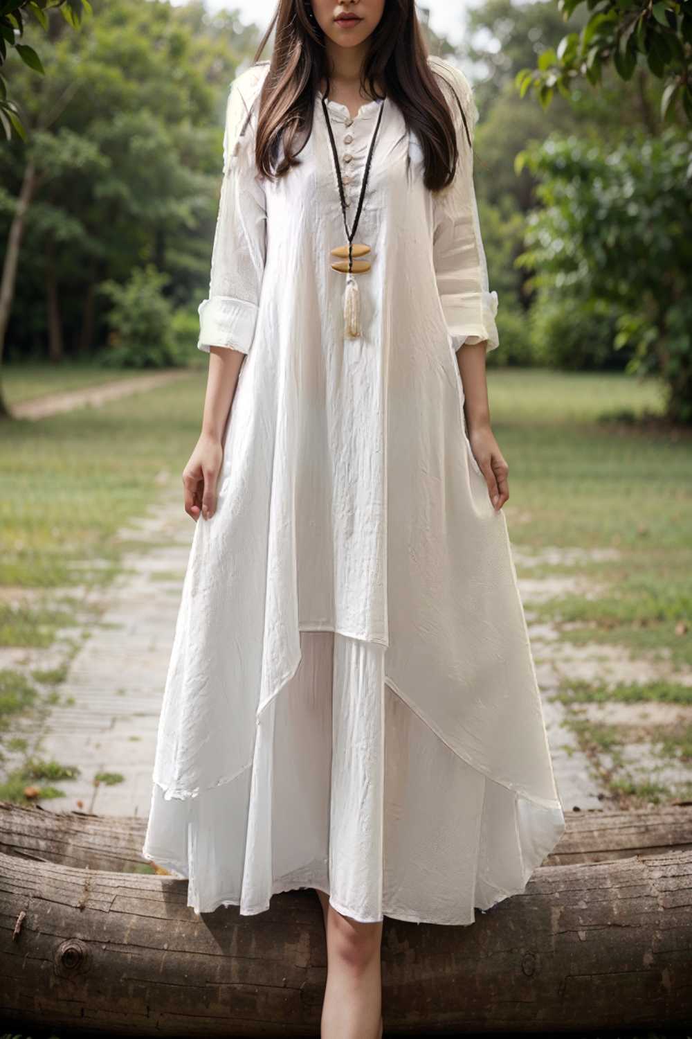 women s plus size casual dress swing dress solid color long dress maxi dress long sleeve button fake two piece v neck