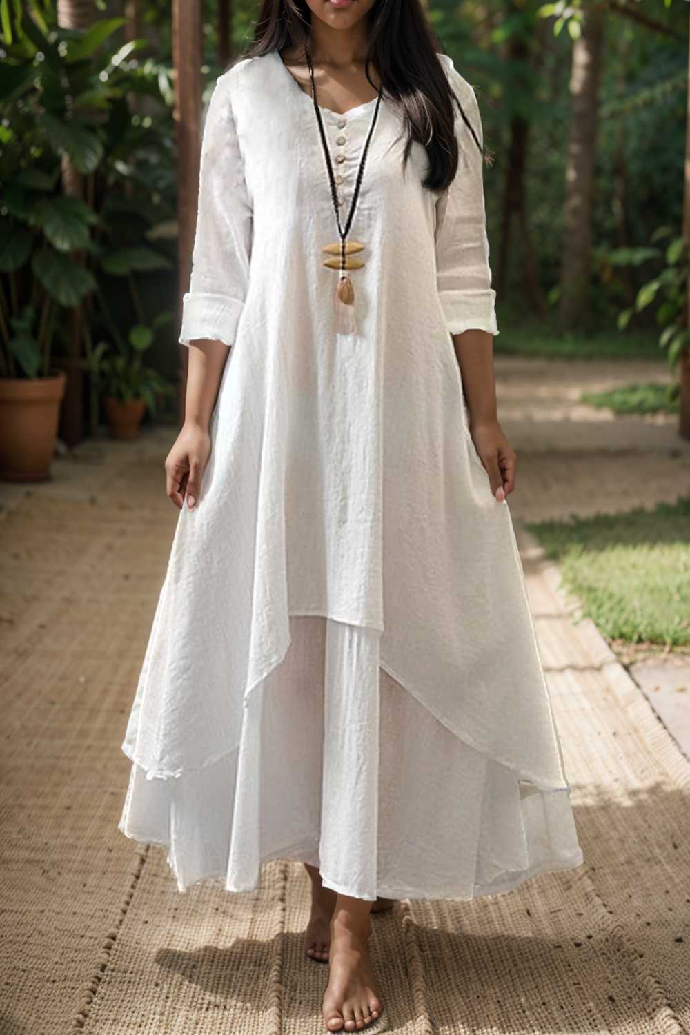 women s plus size casual dress swing dress solid color long dress maxi dress long sleeve button fake two piece v neck