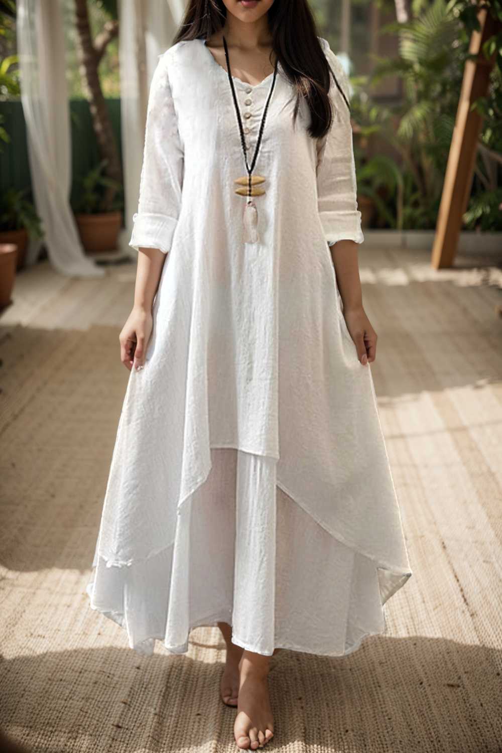 women s plus size casual dress swing dress solid color long dress maxi dress long sleeve button fake two piece v neck