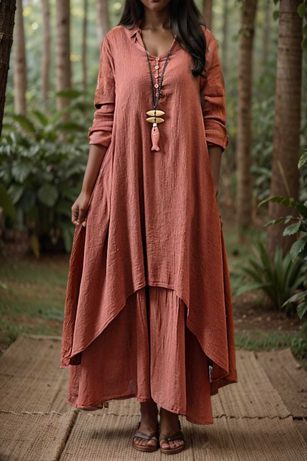 women s plus size casual dress swing dress solid color long dress maxi dress long sleeve button fake two piece v neck